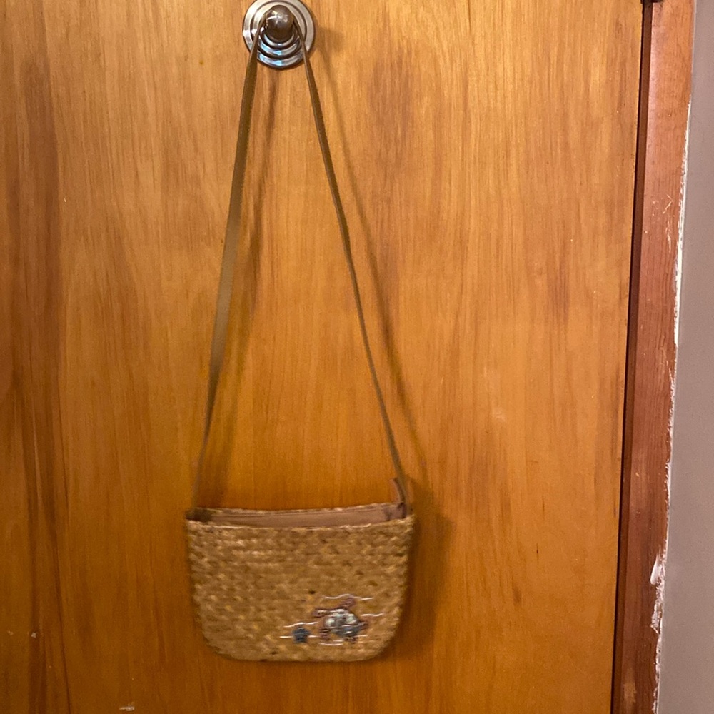 Capelli Woven Tropical Straw Beaded Crystal Embroidered Shoulder Bag